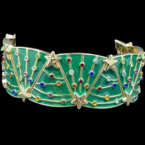 Holiday Lane Christmas Tree Bracelet Colorful Glam Festive Statement Jewelry - Picture 2 of 7
